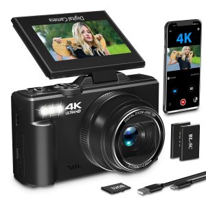 4K Digital Camera for Photography with 3" 180°Flip Screen,64MP