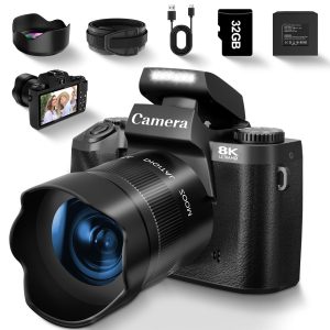 8K Digital Camera for Photography, Vlogging Camera for YouTube with Autofocus, WiFi Touchscreen